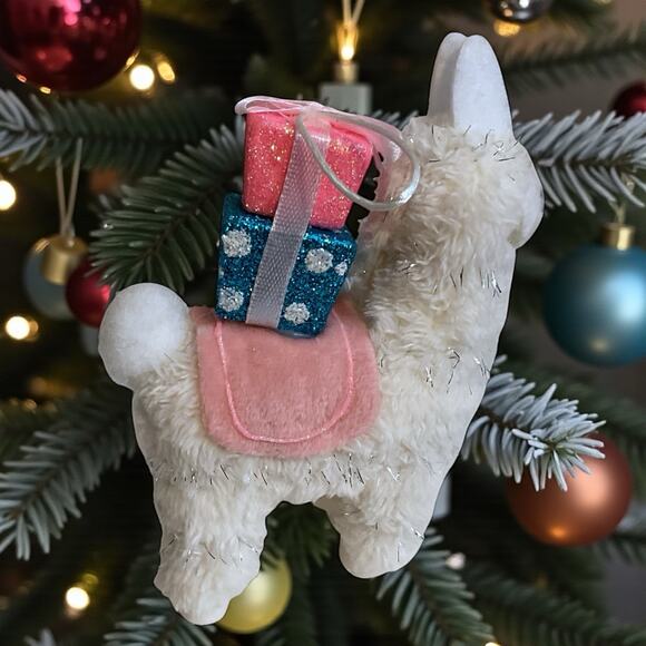 Llama/Alpaca Christmas Ornament Glitter Presents-Set/2 Cute Holiday Decor Gift - Picture 4 of 7